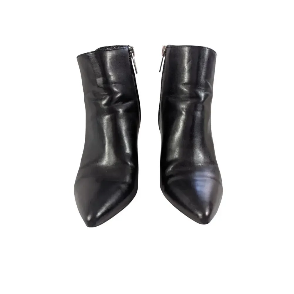 UNISA! MILANI BLACK VEGAN LEATHER CHUNKY HEEL, POINTY TOE ANKLE BOOTS! SZ 5.5M
